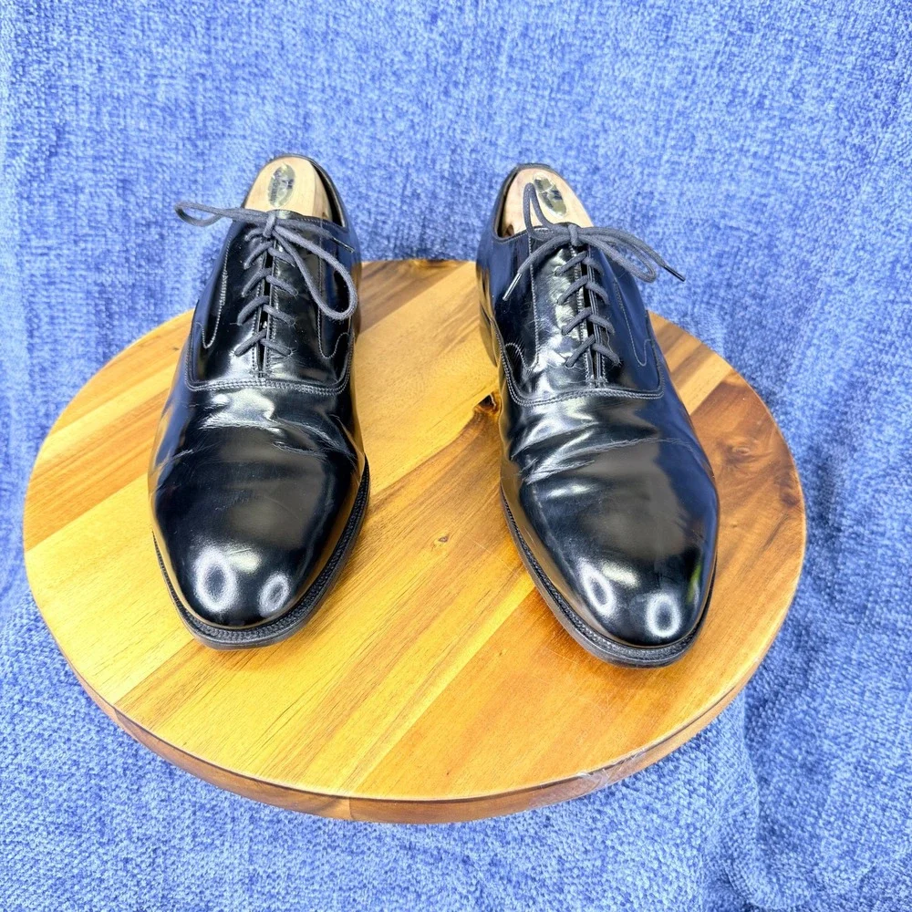 Brooks Brothers Oxford Mens 41 E Black Leather Made in England Brooks English